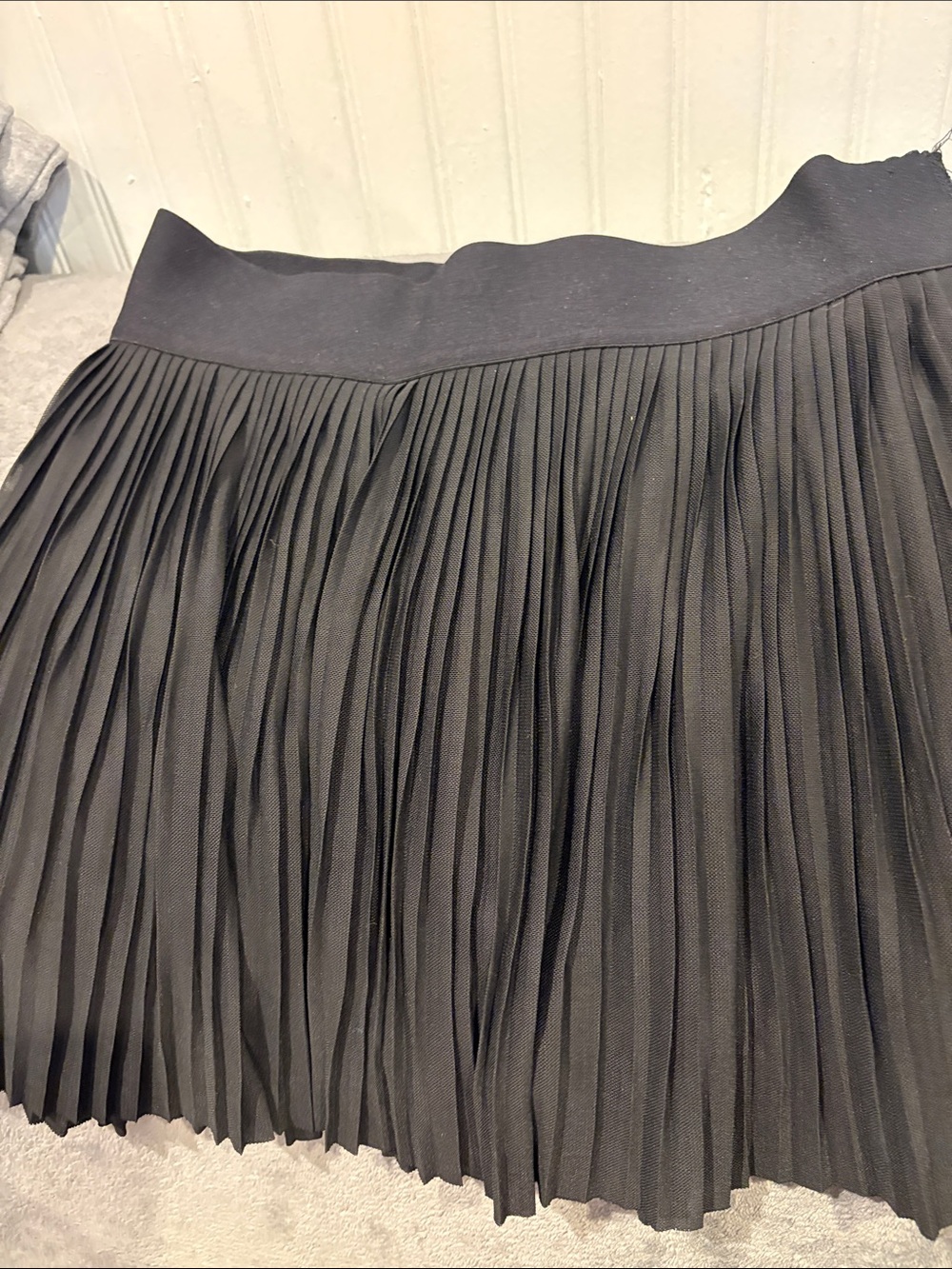 Women's Black Pleated Skater Skirt - Classic Elastic Waist